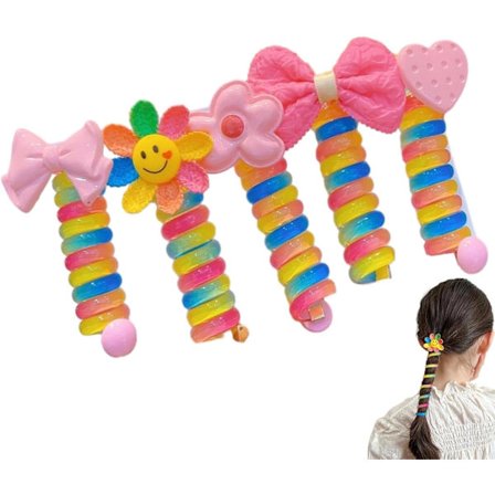 (5 stk) Fargerike telefontråd hårbånd for barn, sløyfe flette