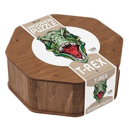 Grønt træ T-rex puslespil 129 stk - EWA ECO-WOOD-ART - Abstrakt - Blandet - 100-200 stykker