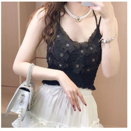 Dam Camisole Kort Väst SVART