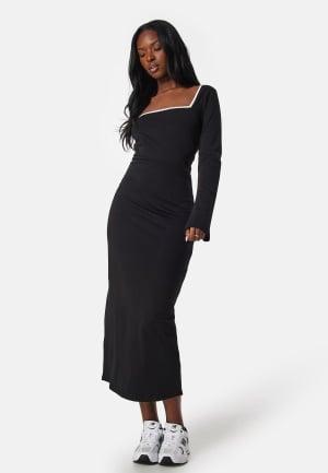 BUBBLEROOM Square Neck Contrast Dress XL Black/White Kjoler Dam
