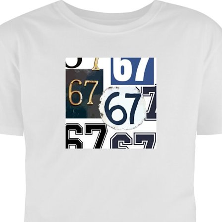 Lapsen t-paita 67 meemi vintage numerot kollaasi retro 6-7 numero klassinen typografia vintage suunnittelu