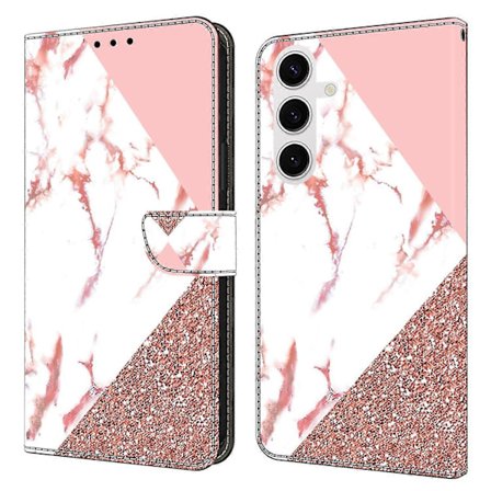 For Samsung Galaxy S25 Lommebok Etui Mønstertrykk Stativ Lær Flip Telefon Deksel - Triangulær Marmor Wind Chime