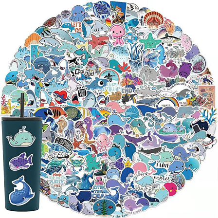200 stk Søde Dyre Stickers til Børn - Tegneserie Dyre Vandfaste Stickers, Vinyl Æstetiske Stickers Velegnet til Vandflaske, Laptop, Skateboard