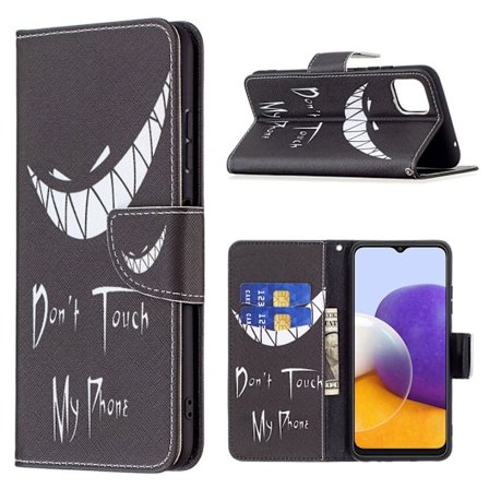 Wonderland Samsung Galaxy A22 5G Läppäkotelo - Evil Grin