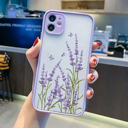 Fjäril Lavendel Higan Blomma Telefonfodral För iphone 7 8 plus 12 13 mini 11 15 14 pro max X XR XS Max Stötsäkert Skalskydd