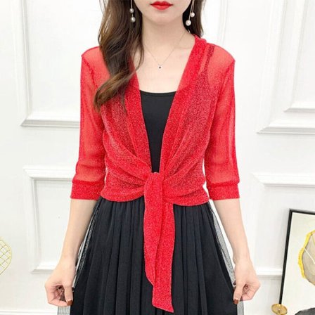 Dame cardigan air-condition skjorte RØD