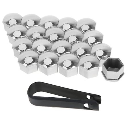 T98 20 stk. hjulbolthetter for Tesla Model 3/X/S bilmutterbolter deksel dekkmodifikasjon støvtett rustfritt stål sølv