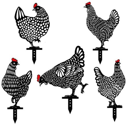 Paket med 5 tupp och höna trädgårdsstaty trädgårdsdekoration utomhusdekoration för