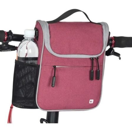1 Sett med 1 vanntett sykkelstyreveske med regntrekk og skulderstropp for sykling. (Rosa).pa