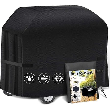 Grill Cover, BBQ Cover 147*61*122cm, Vandtæt BBQ Grill Cover, UV-bestandig Gas Grill Cover, Holdbar og Praktisk, Rivfast, Sort Grill