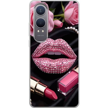 Kompatibel Mobilcover til OnePlus OnePlus Nord CE4 Lite Roze lippen diamanten make-up glitters
