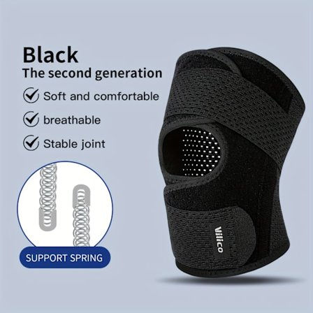 Elastisk unisex sports-knestøtte med stropp, pustende polyester fitness basketball knestøtte for diverse utendørsaktiviteter