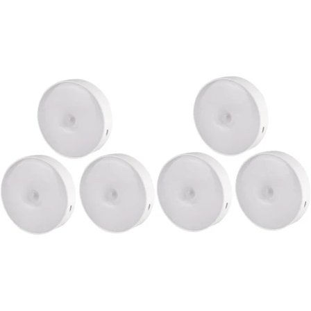 6 LED Night Lights with USB Rechargeable Motion Sensor for Wardrobe, Kitchen, Stairs, Wireless Lights for Furniture and Paintings.