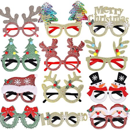 12 kpl joululaseja Glitter-juhlalasit Kehykset Joulukoriste Asu silmälasit Joulujuhliin Lomapalvelukset Valokuvauskoju