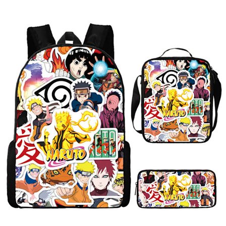 Naruto perifer tredelt skolesekk tegneserie anime ryggsekk skulderveske pennal