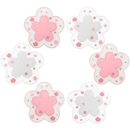 Kahvimatto Kawaii-alunen PVC Kotitalous Teekuppi Alunen Kestävä Liukumaton Kattila Kulho Matto Pöytäliina Kirsikankukka Alunen (Pieni 6kpl)