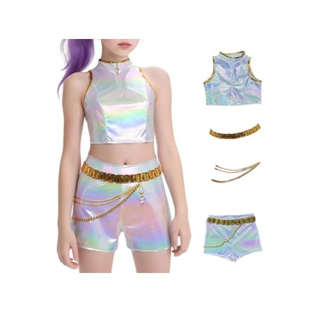 K-POP Djævle Jæger Cosplay Pige Kostume Rumi Pop Sanger Skinnende Perle Vest Shorts Halloween Kostume Scene Kjole