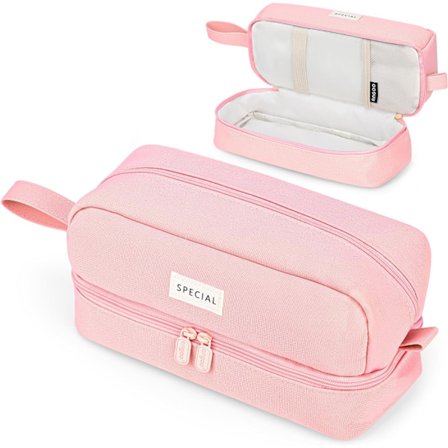 Penalhus, Stor Penalhus, Penalhus for Kvinner Estetisk Penalhus, Skoleutstyr Kontor Oppbevaring Sminkepung, Rosa