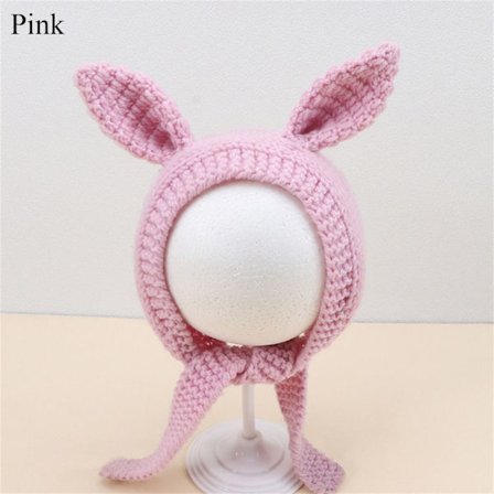 Strikket lue kaninhette ROSA