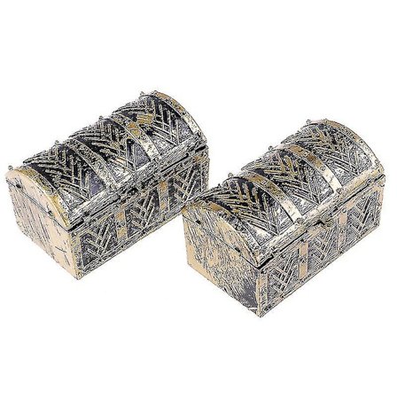 2 st Vintage Skattkista Dockhus Miniatyr Mini Pirat Smyckeskrin