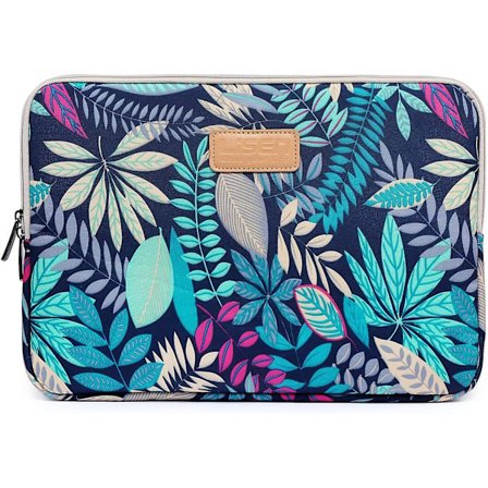 13,3 tums laptopfodral lämpligt för Acer/Asus/Dell/iPad Pro/Lenovo/MacBook Pro/MacBook Air/laptopfodral för kvinnor med färgglatt bladtryck (blå)