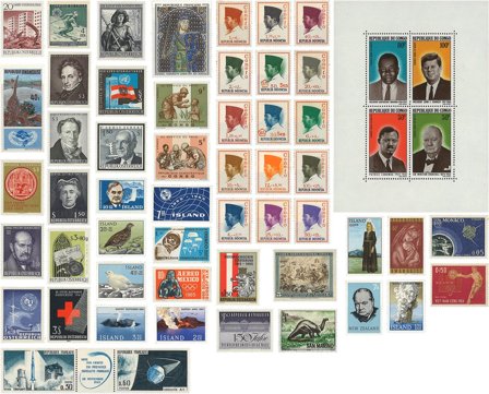 Frimærker fra 1965 - 52 forskellige frimærker og 1 miniark - Postfrisk