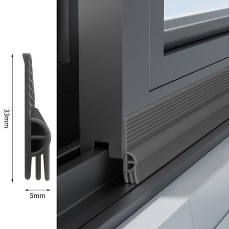 2/4M Skjutfönster Tätningslist Draft Excluder MÖRKGRÅ 2M