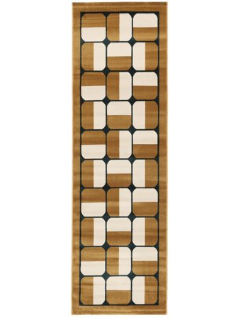 Checkered Miriam Mustard Yellow Runner Rug Small Oeko-Tex