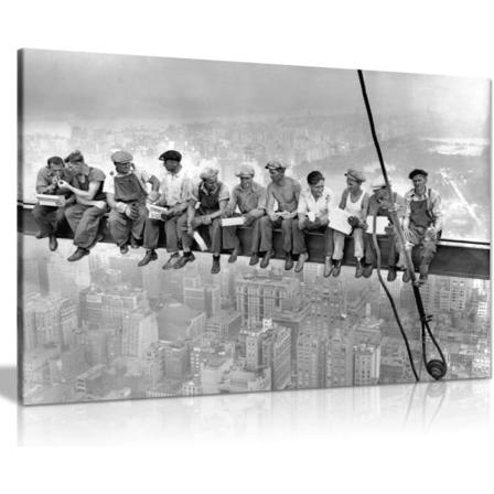 Pantertrykk, stort lerret, moderne veggkunst for soverom og stue, menn til lunsj Bildetrykk for vegger, New York lunsj på toppen av en skyskraper, 