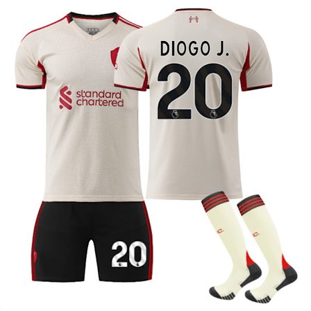 25-26 Liverpool Football Club Udebane NO.20 DIOGO J. Sæt Børn Voksen Fodboldudstyr med Sokker
