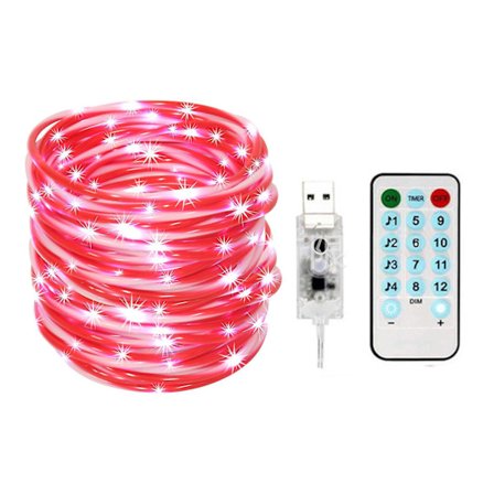 Rope Lights Batteridriven, utomhus Candy Cane Rep Lights, vattentät med timer, röd & vit Candy Cane Tube för gör-det-själv bröllop, fest, trädgård, 