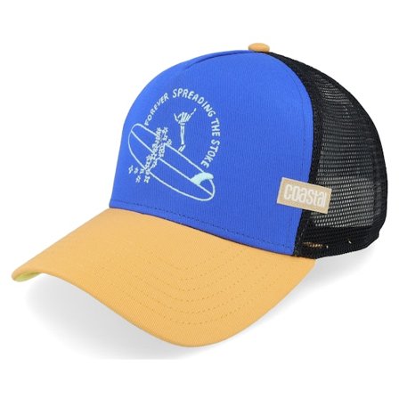 Coastal - Blau trucker Cap - Hft Spread Stoke Black/Blue/Apricot A-Frame Trucker @ Hatstore