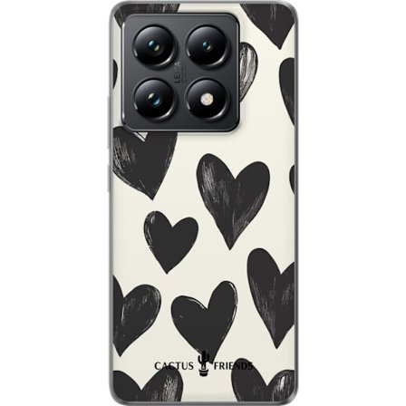 Yhteensopiva Puhelinkuori Xiaomi Xiaomi 14T Cactus and Friends - Bold Black Love Pattern