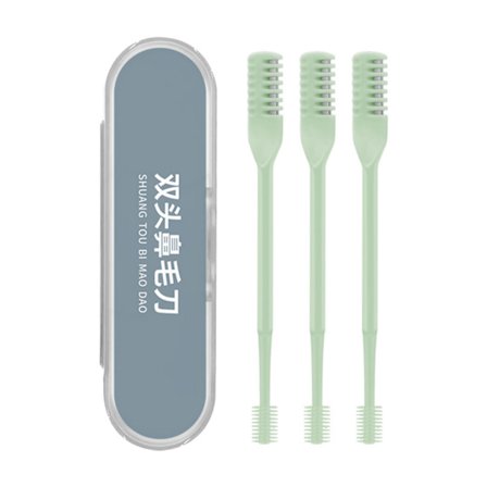 3 Stykker Dobbeltsidet Næsehårstrimmer 2-i-1 Næsehårstrimmer Øjenbrynstrimmer Ingen Batterier Næsehårfjernelsesværktøj