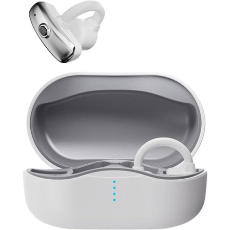Benlednings Bluetooth Hörlurar TWS Öppen Öra Clip Trådlösa Hörlurar med Mikrofon Sportheadset för Alla Telefoner (Vit)