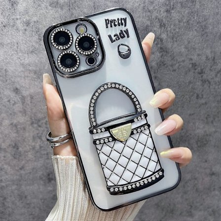 Skal till iPhone 16 Pro Max med Spegel och Ställ, TPU+PC Mobilskal Design-