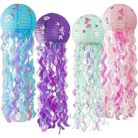 4 kpl merenneito-muotoisia syntymäpäiväkoristeita, paperi