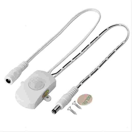 Rörelsedetektor, 6V-24V rörelsedetektorbrytare, 5A 12V Pir-sensorbrytare, justerbar fördröjningstid, för LED-belysning (vit)