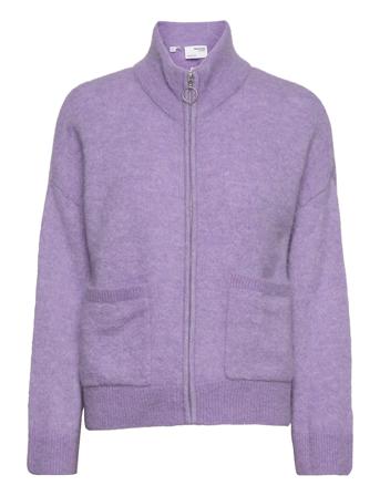 Slfsia Ls Knit Zipper Cardigan Ex Strikket Trøje Cardigan Lilla Selected Femme