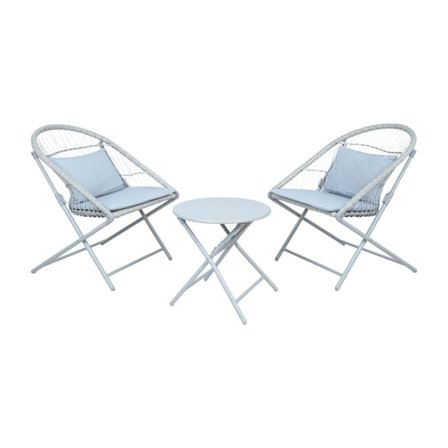 Balkongset YOLANDA 2 stolar och bord, ljusgrå