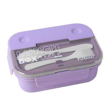 Madbeholder 700ml 3 Kompartmenter med Ske og Gaffel Cheffinger Lilla