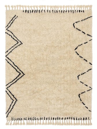 Rifka 200X300 Off White/Svart Ullmatta