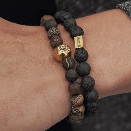 Brown Agate & Lava Miro Bracelet for Men - Beaded bracelets