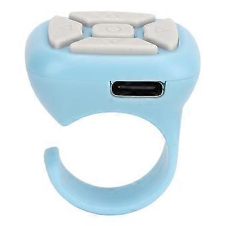 Blå Fjärrkontroll Ring Mobiltelefon Bluetooth Fjärrkontroll Kamera Slutare Selfie Knapp för Scrollning av Video Klicka Gilla