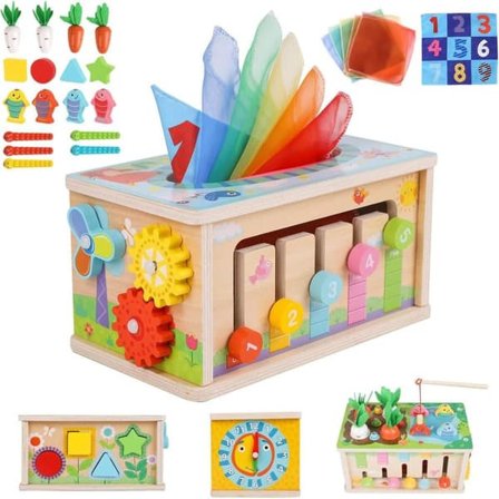 Montessori Treleke 6-i-1, Montessori-læringsleke – Sikker, 1-3 år