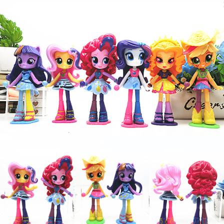 Tecknad Ponny Flickor Figurer Staty Modell Leksaker Action Figur 6st 12-13cm 6pcs