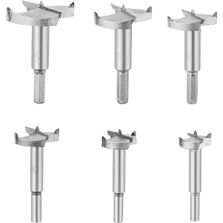 6 kpl Puuporat, Poraa terästä valmistetut, halkaisijat 30/35/40/45/50/60mm