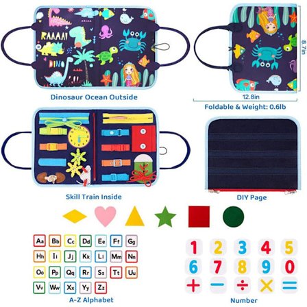 Montessori-leke for småbarn, 4-lags aktivitetsbrett, sensorisk leke, Montessori-leker for gutter 3 4 år, lærer grunnleggende livsferdigheter