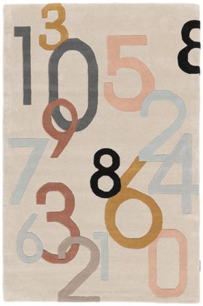 Number Small Lucky Numbers Rug - Beige/Multicolor 100X160 Wool