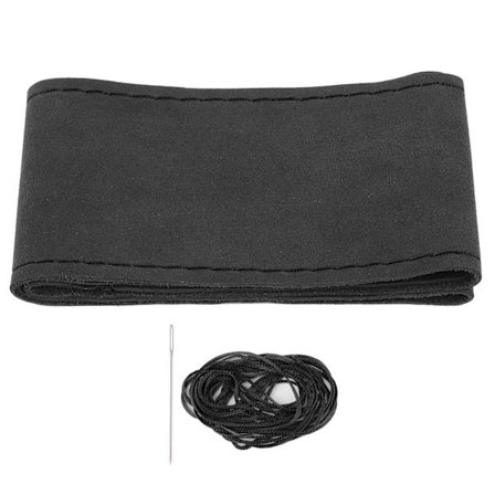Universal Mocka Stil DIY Mikrofiber Läder Ratt Skydd 15 tum Passar Ford Mustang Explorer F150 Svart